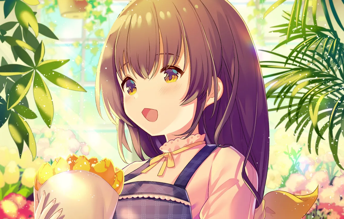 Photo wallpaper smile, package, girl