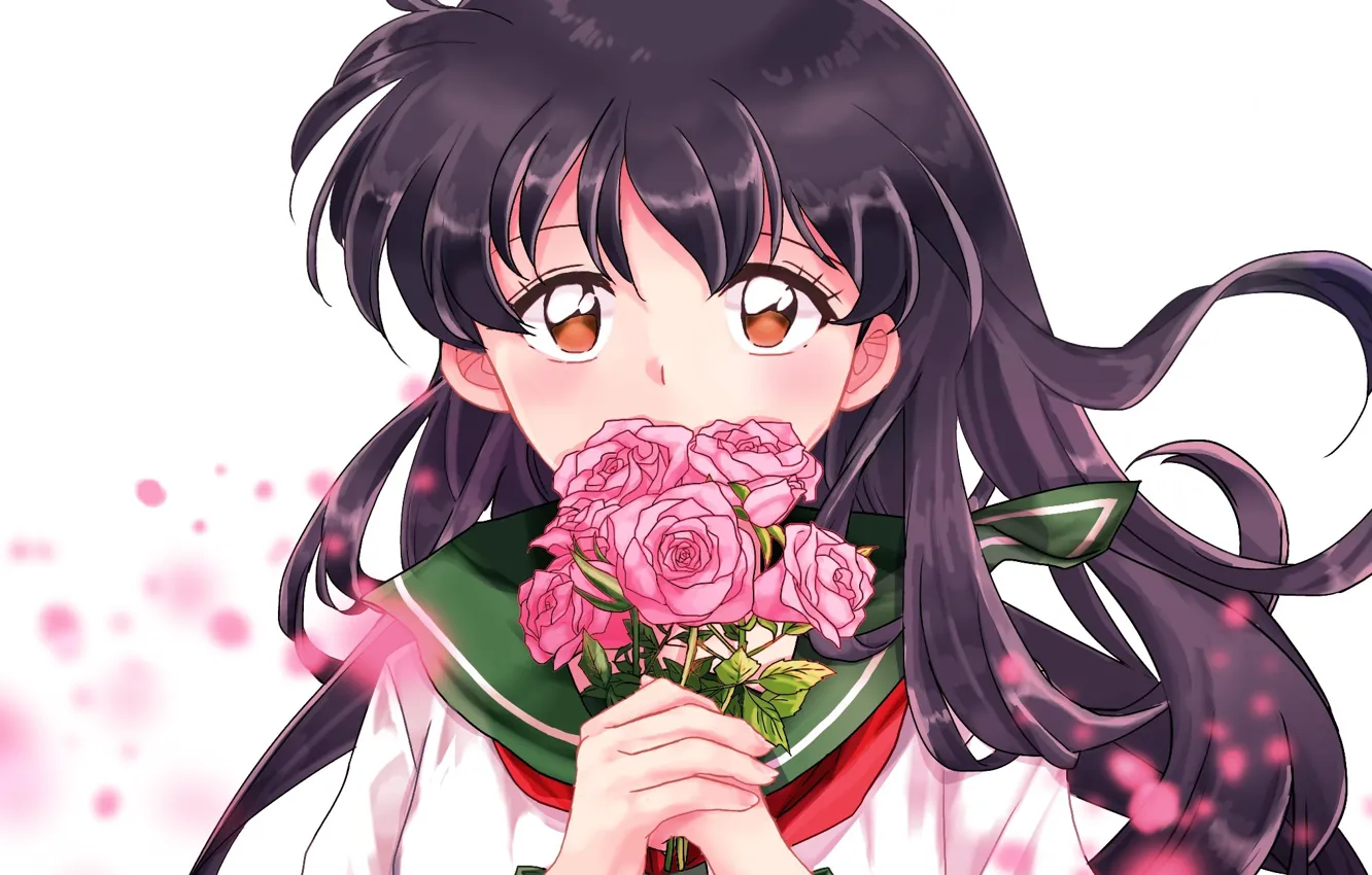 Photo wallpaper girl, flowers, Inuyasha, Inuyasha, Kagome