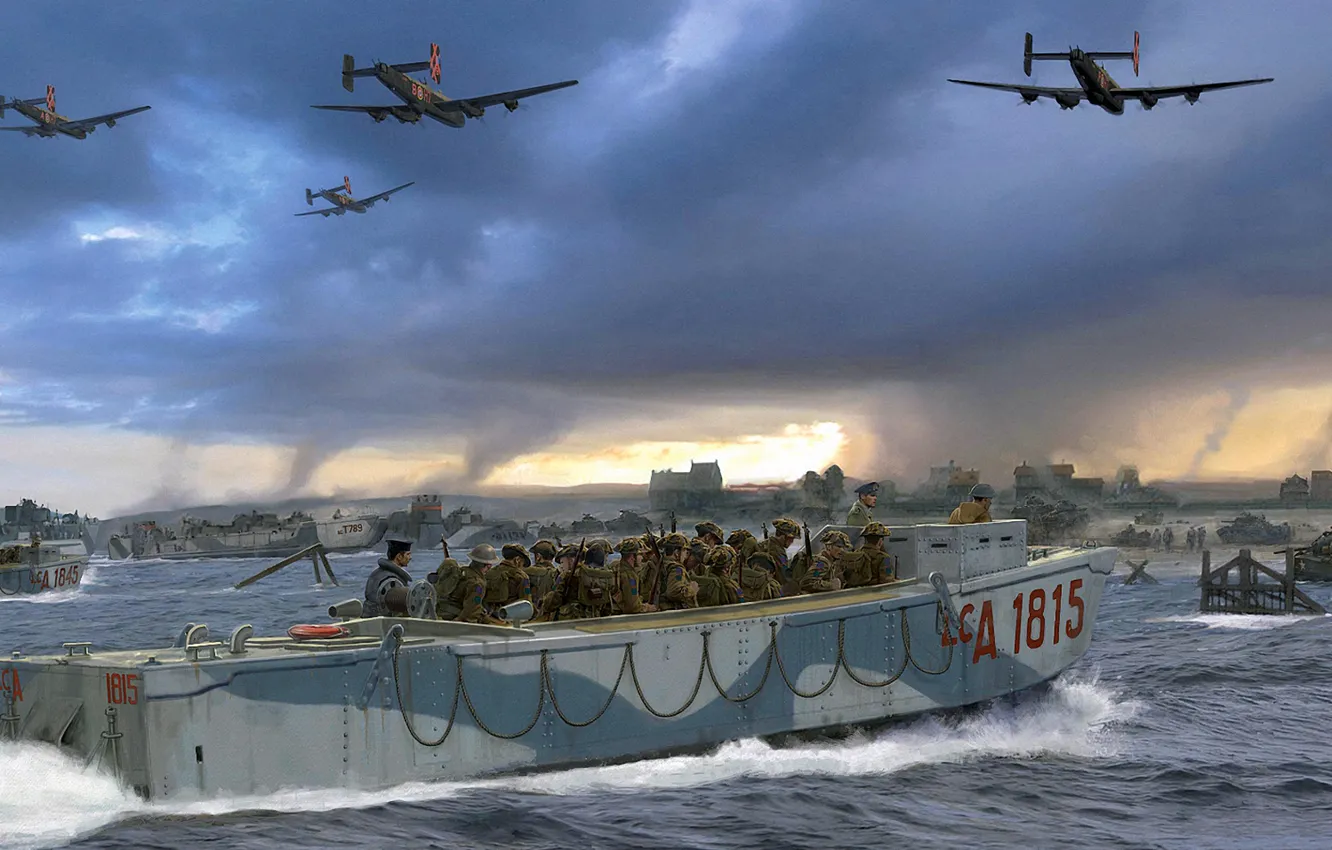 Photo wallpaper figure, art, Normandy, Landing, the allied landing, D-Day 6th June 1944, JUNO BEACH