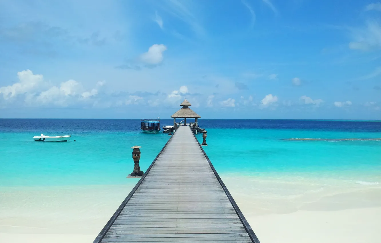 Photo wallpaper the sky, the ocean, stay, island, vacation, Maldives