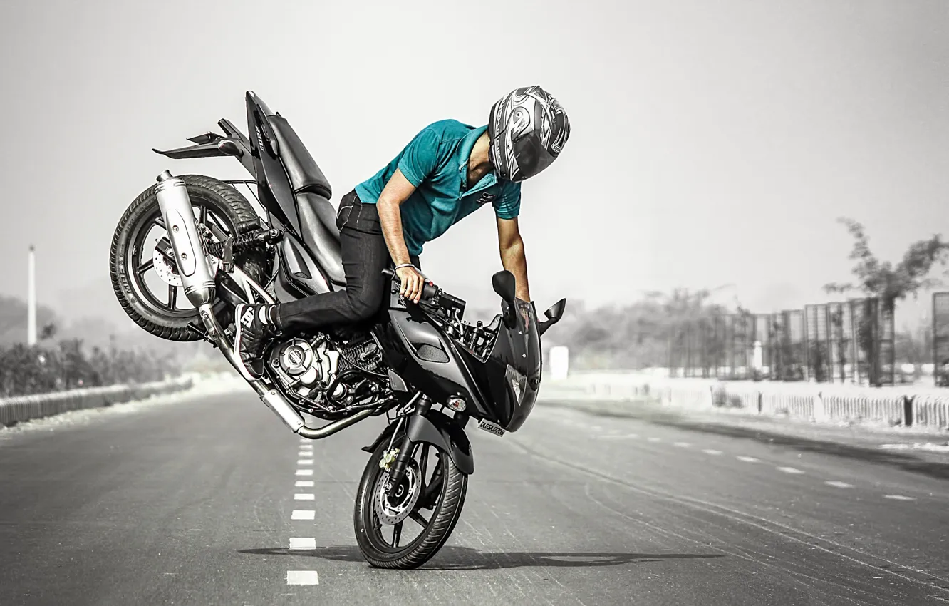 Photo wallpaper style, sport, motorcycle, helmet, male, the trick