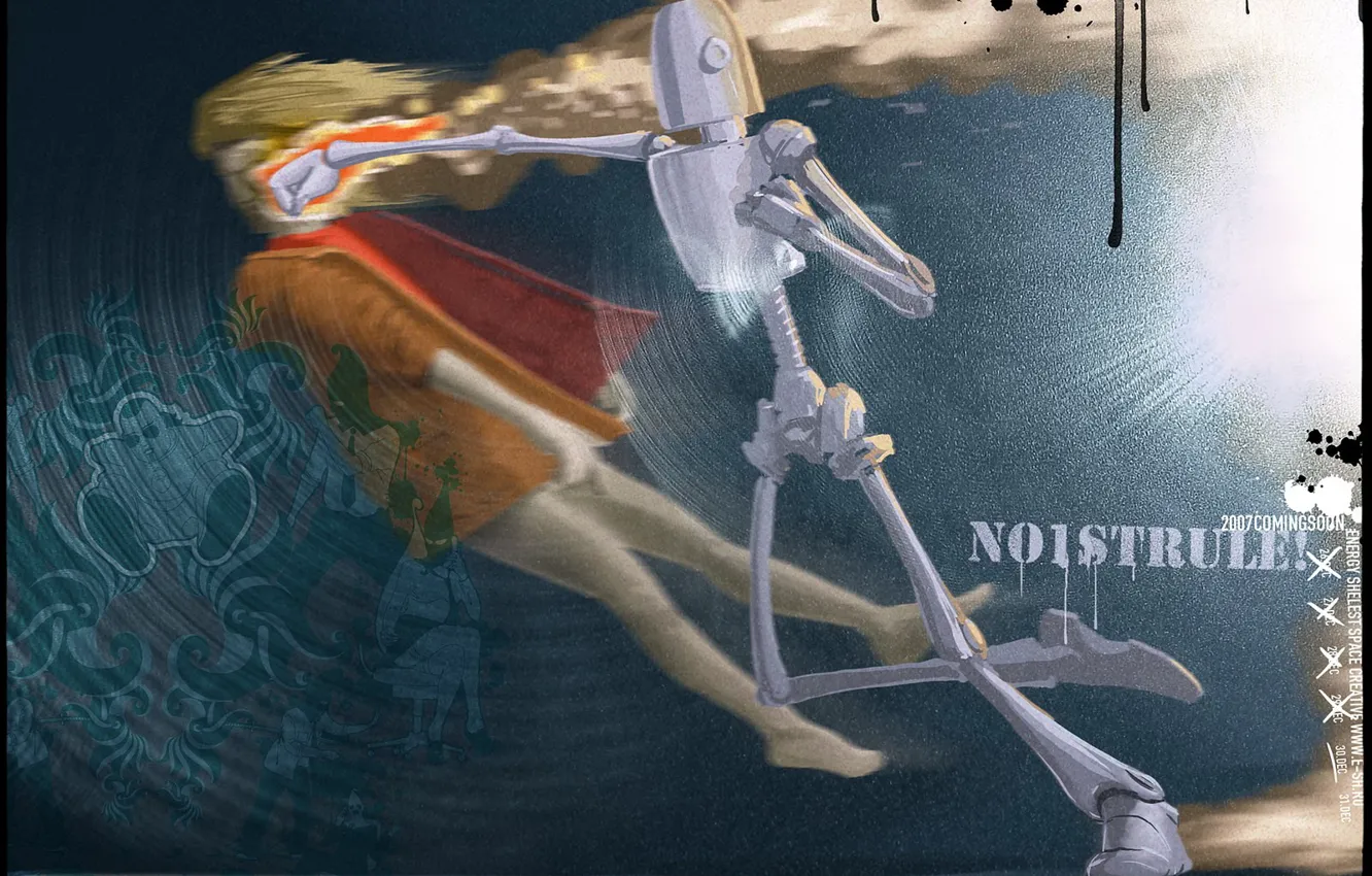 Photo wallpaper robot, knockout, blow