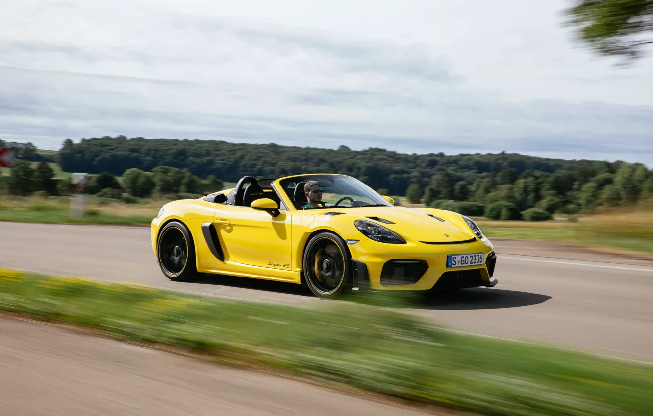 Photo wallpaper Porsche, road, speed, 718, Porsche 718 Spyder RS