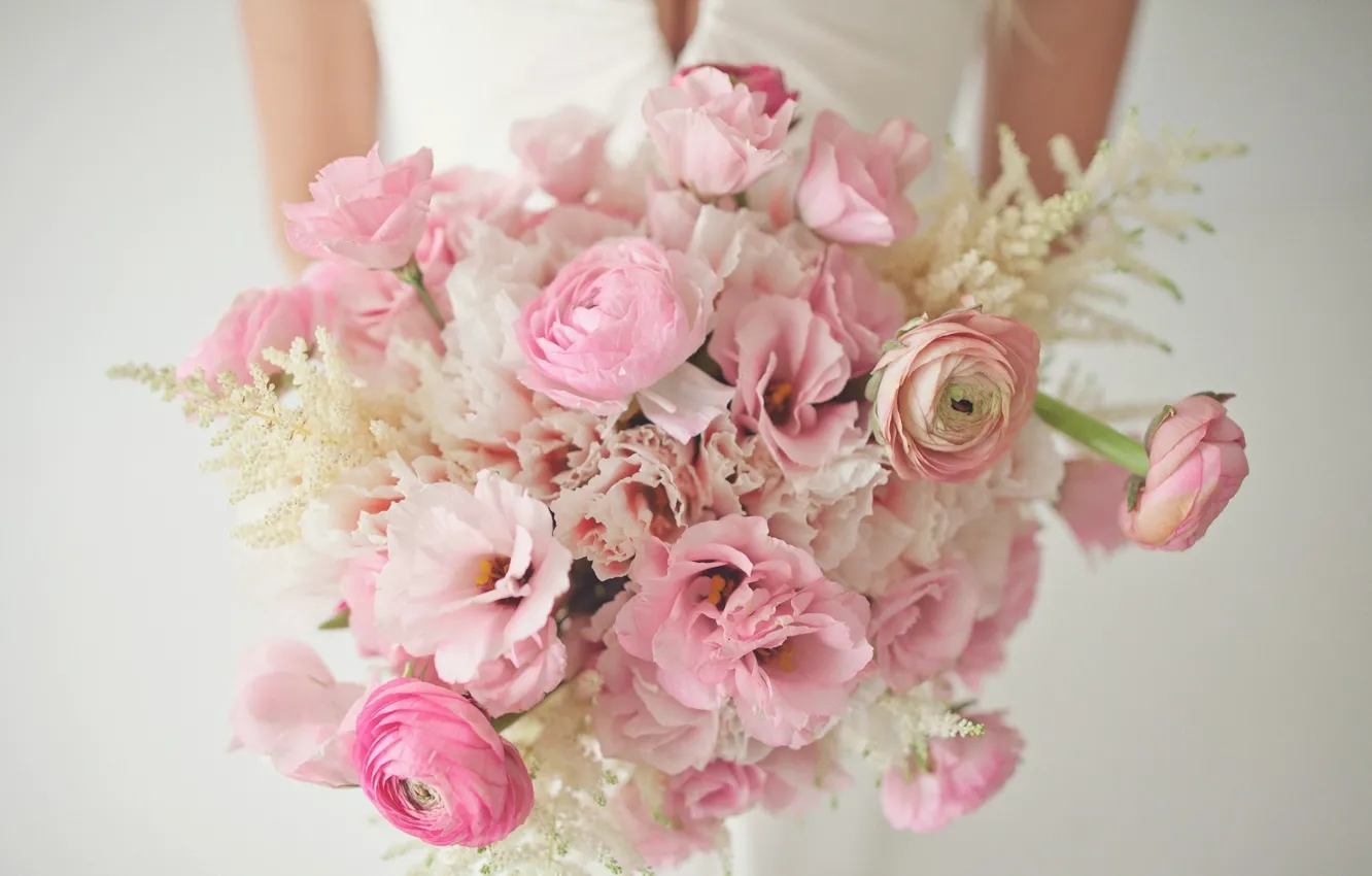 Photo wallpaper flowers, tenderness, bouquet, the bride, Ranunculus