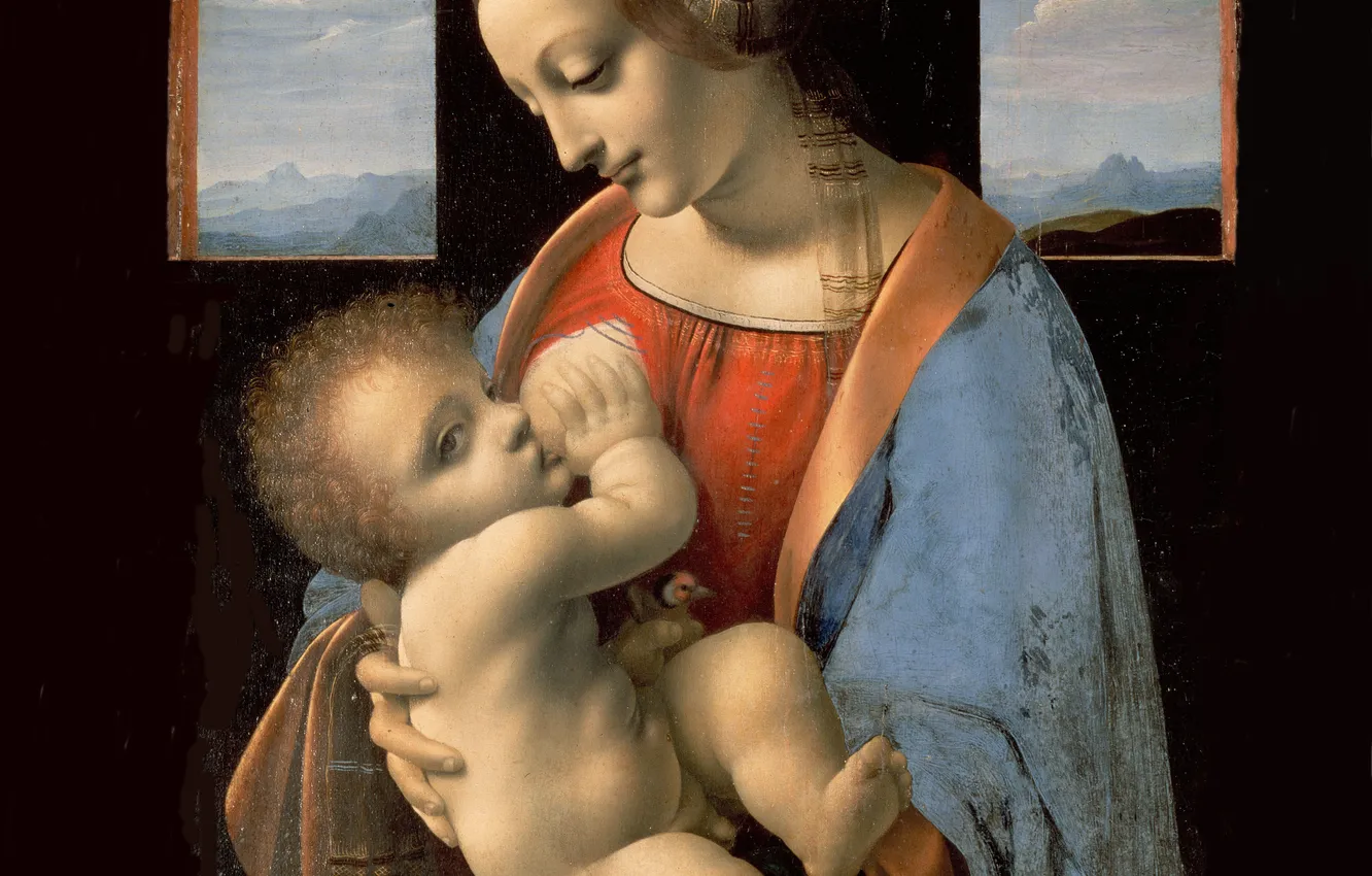 Photo wallpaper chest, girl, children, picture, boy, baby, Renaissance, Italian artist