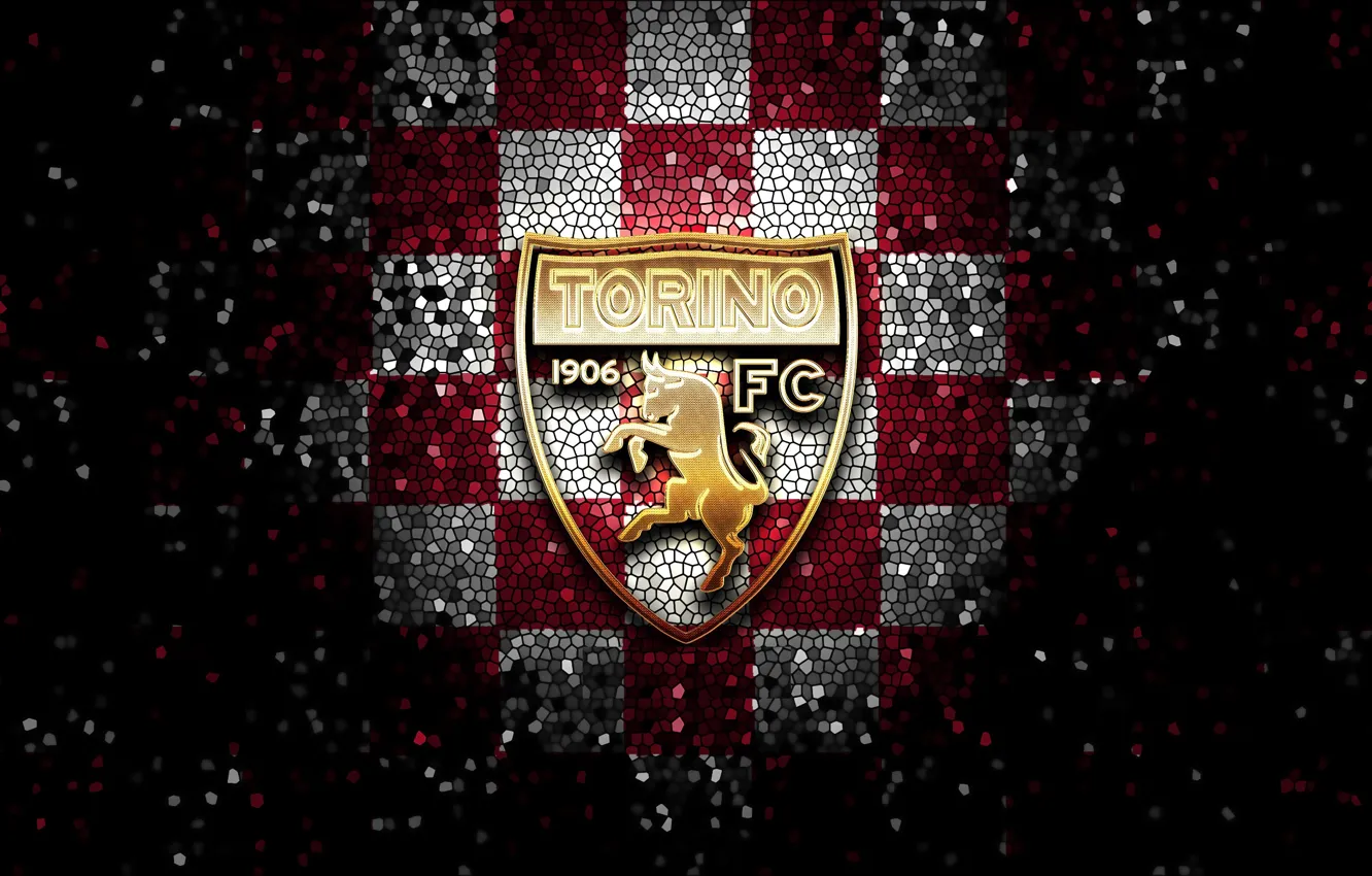 Photo wallpaper glitter, checkered, football, Torino, wallpaper, logo, Sport