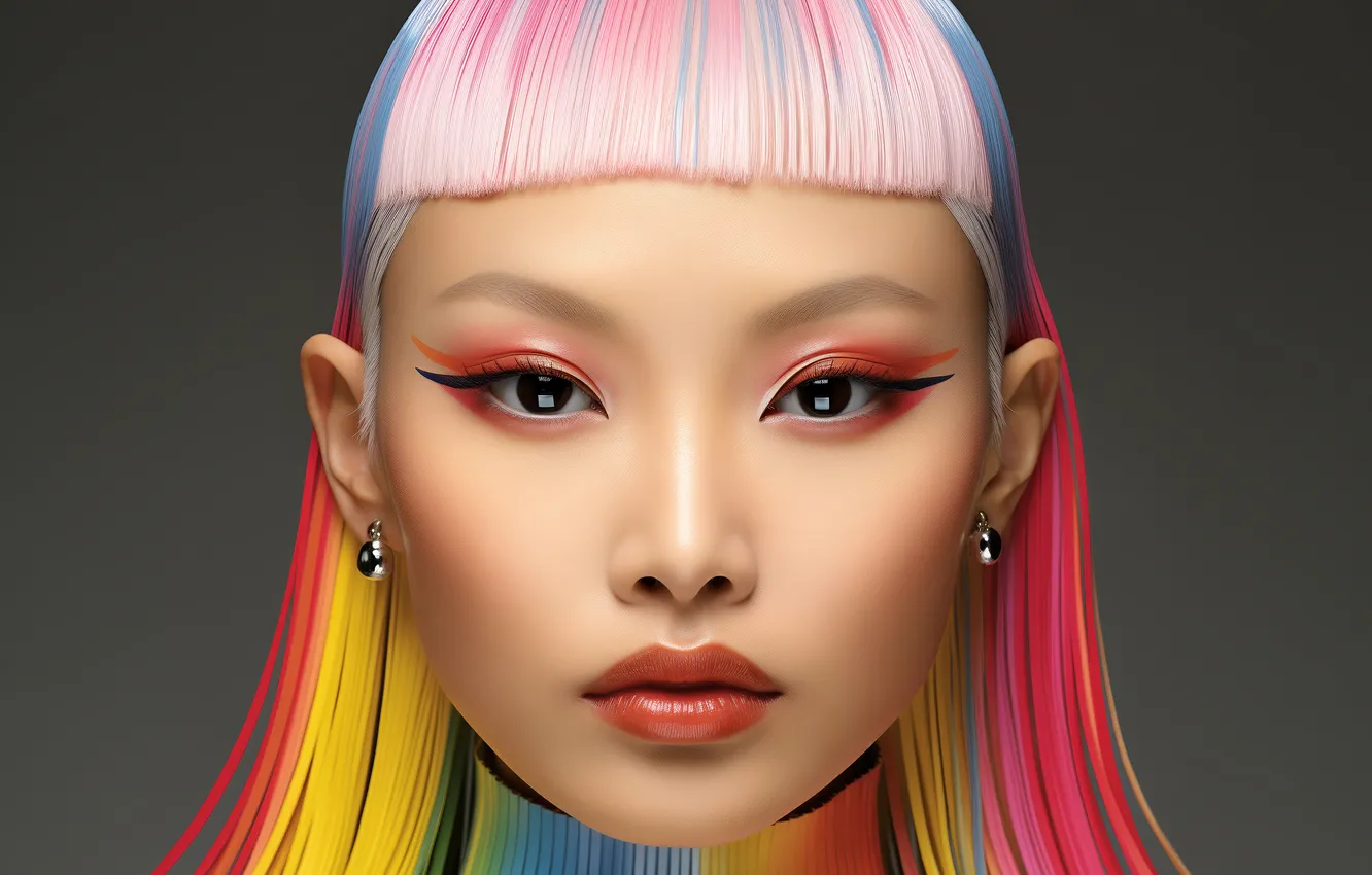 Photo wallpaper woman, color, face, AI Art