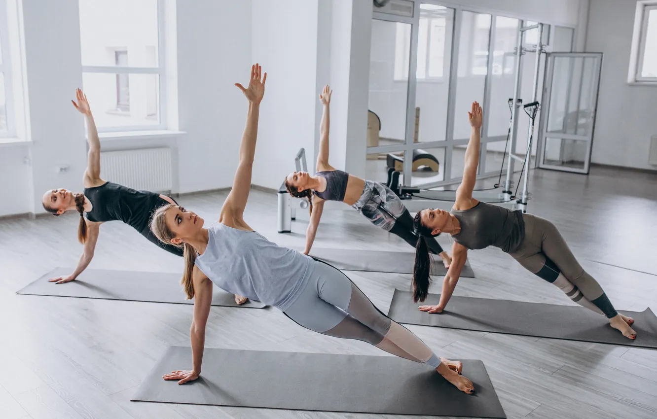 Photo wallpaper inside, group, gym, yoga, classes