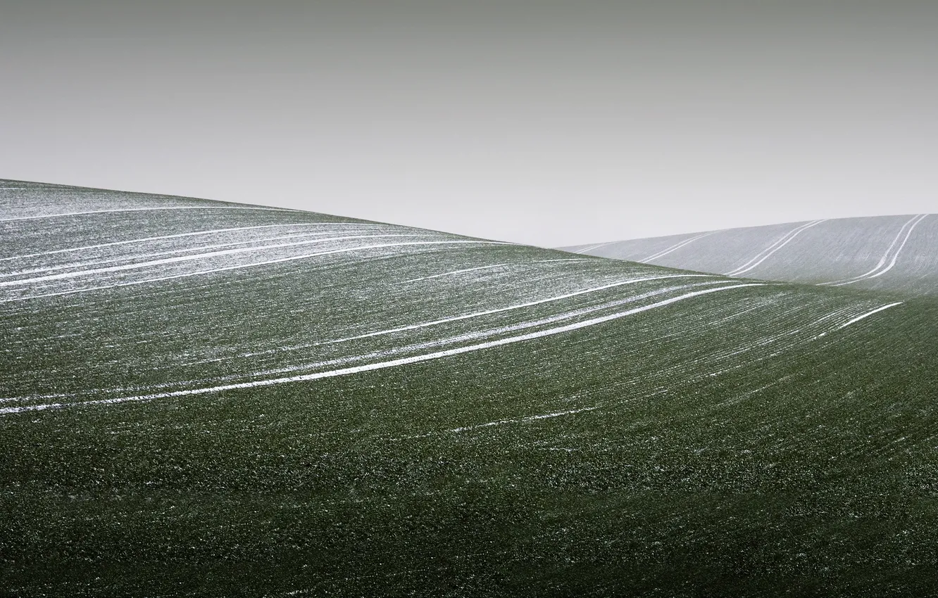 Photo wallpaper field, snow, landscape, nature, wave