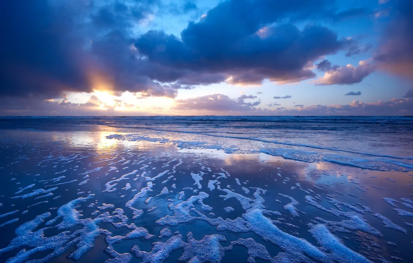 Photo wallpaper sea, sunset, morning