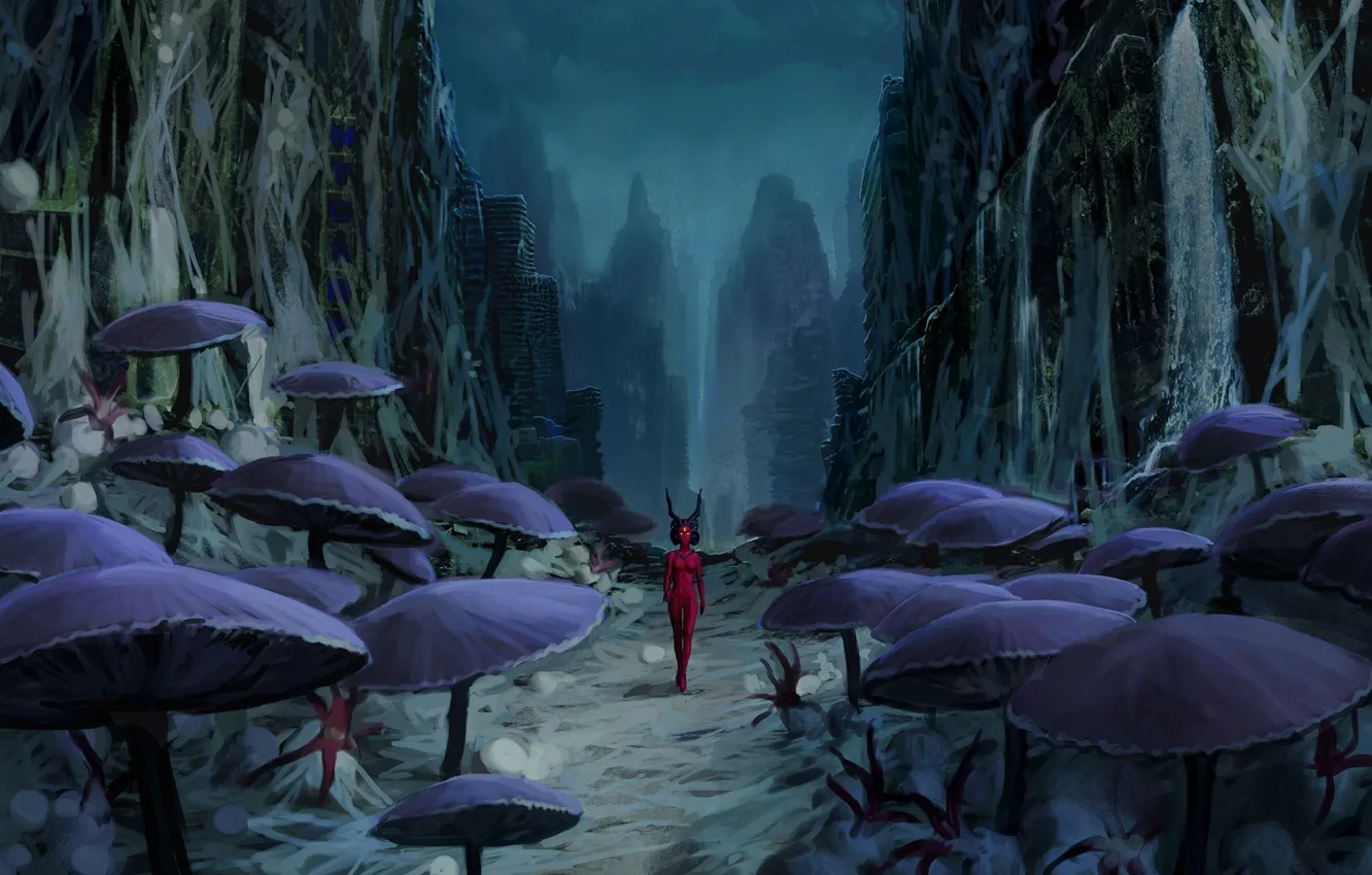 Photo wallpaper mushrooms, being, comic, romance of the Apocalypse, romantically apocalyptic