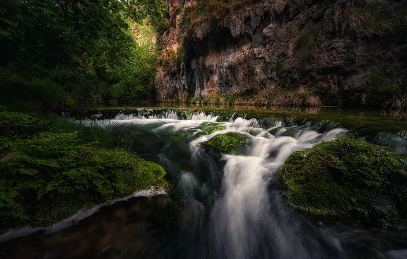 Photo wallpaper rocks, shore, vodolpad