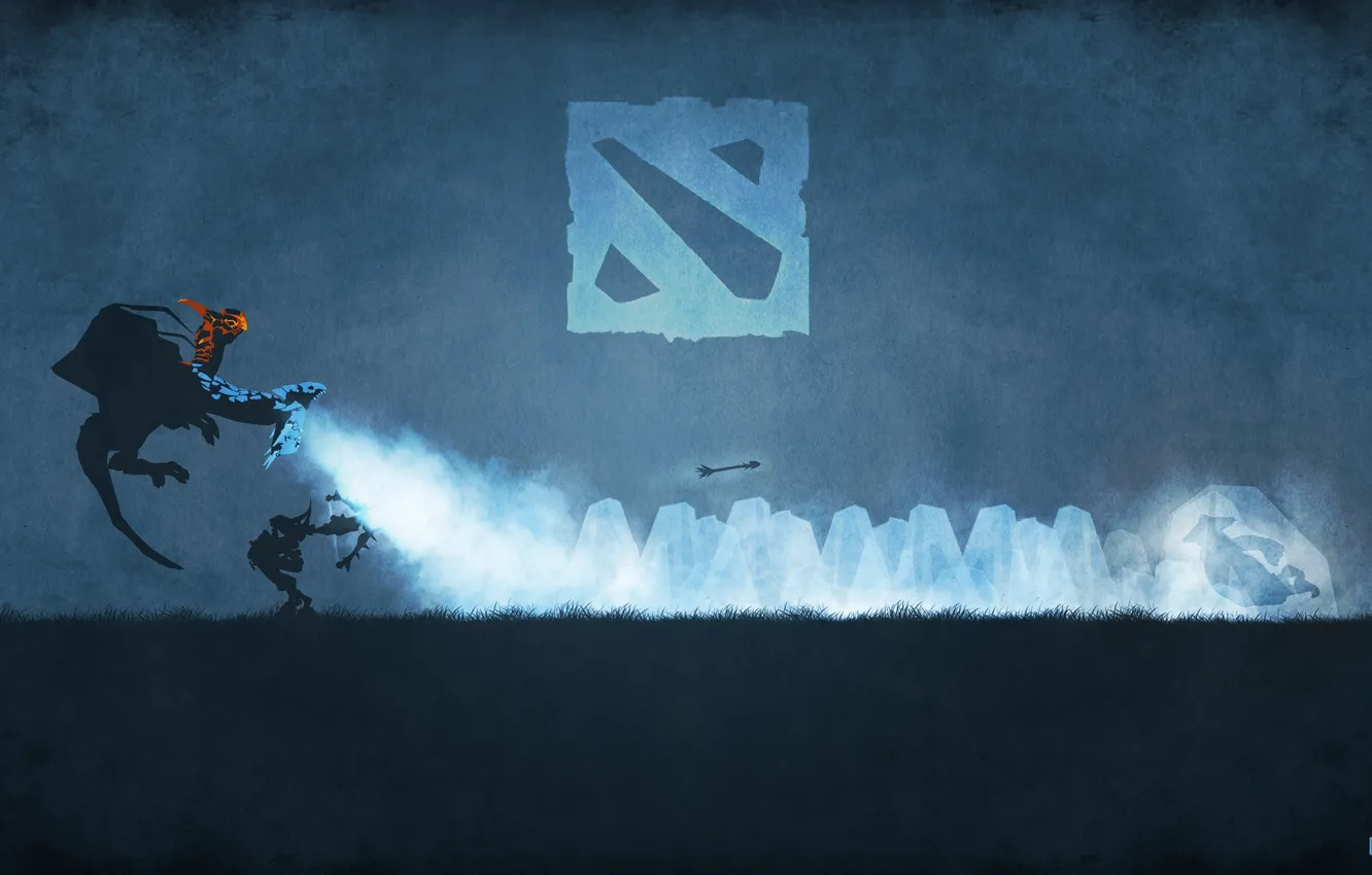 Photo wallpaper cold, blue, background, dragon, dota, arrows, characters