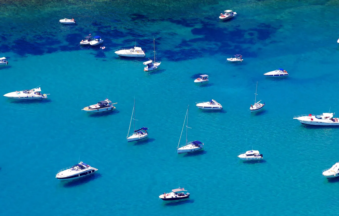 Photo wallpaper sea, Bay, yachts, boats, Bay