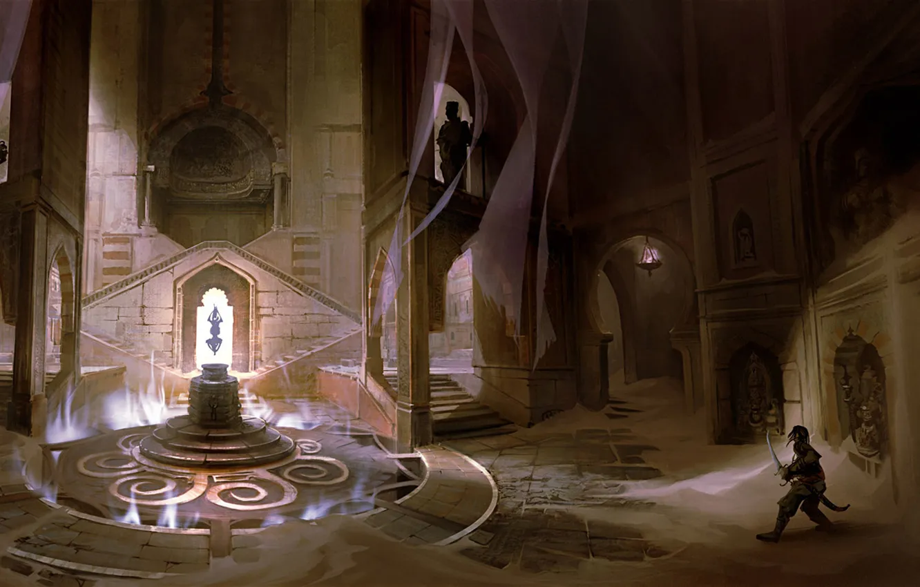 Photo wallpaper sand, the city, magic, people, glow, temple, Prince of Persia, abandonment