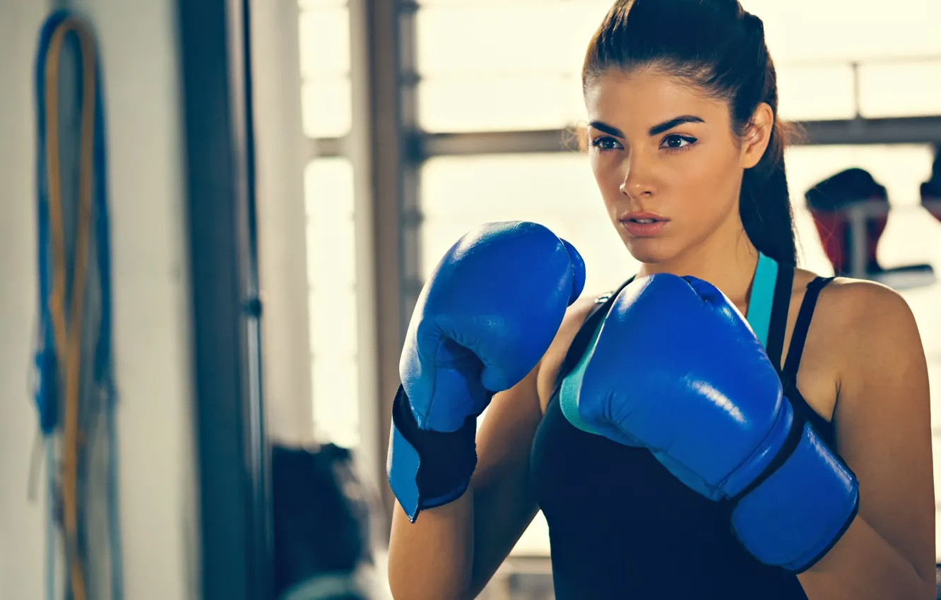 Photo wallpaper look, pose, Boxing, gloves, stand, boxing, training, workout