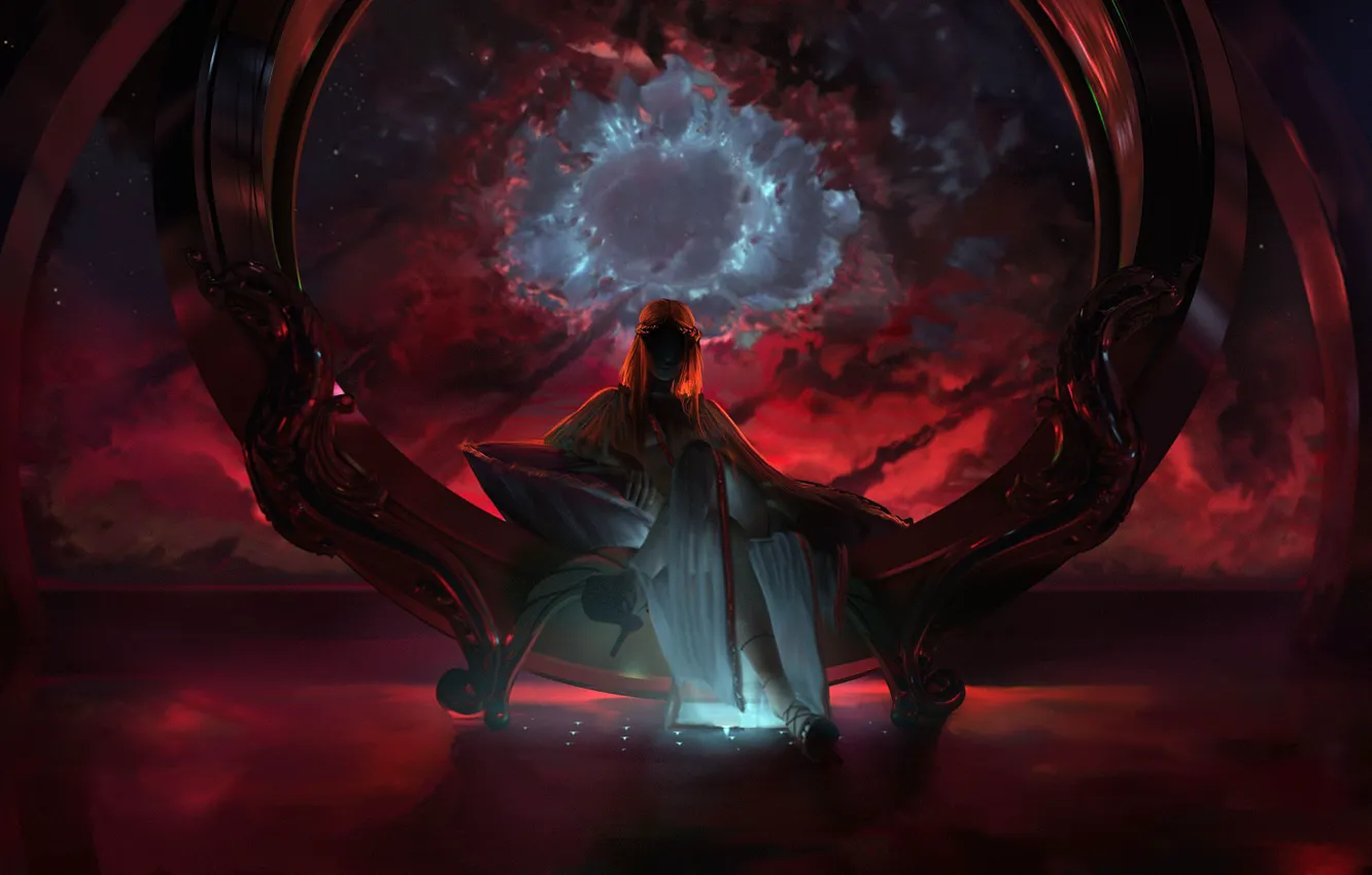 Photo wallpaper girl, space, nebula, fiction, art, space, girl, nebula