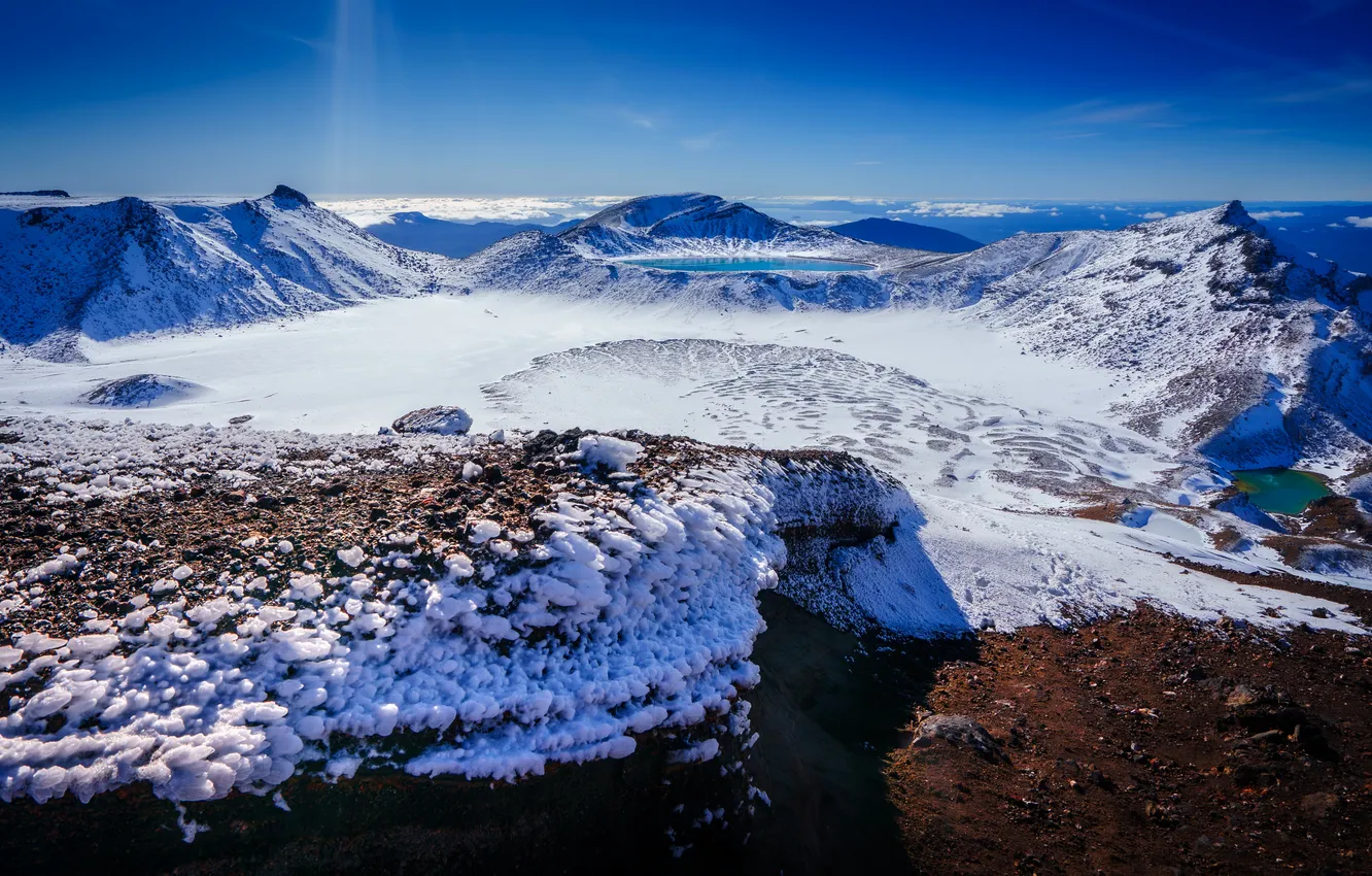 Photo wallpaper snow, landscape, mountains