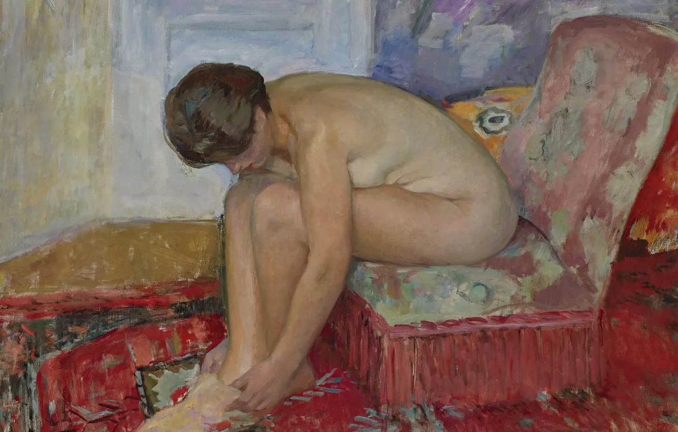 Photo wallpaper erotic, picture, Henri Lebasque, Henri Lebacq, Seated Nude