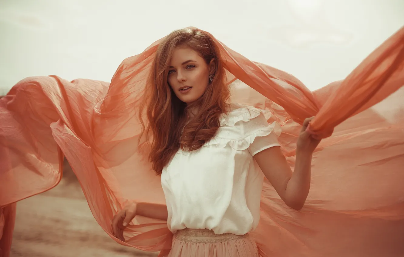 Photo wallpaper look, girl, mood, matter, blouse, red, redhead, kassio. epia