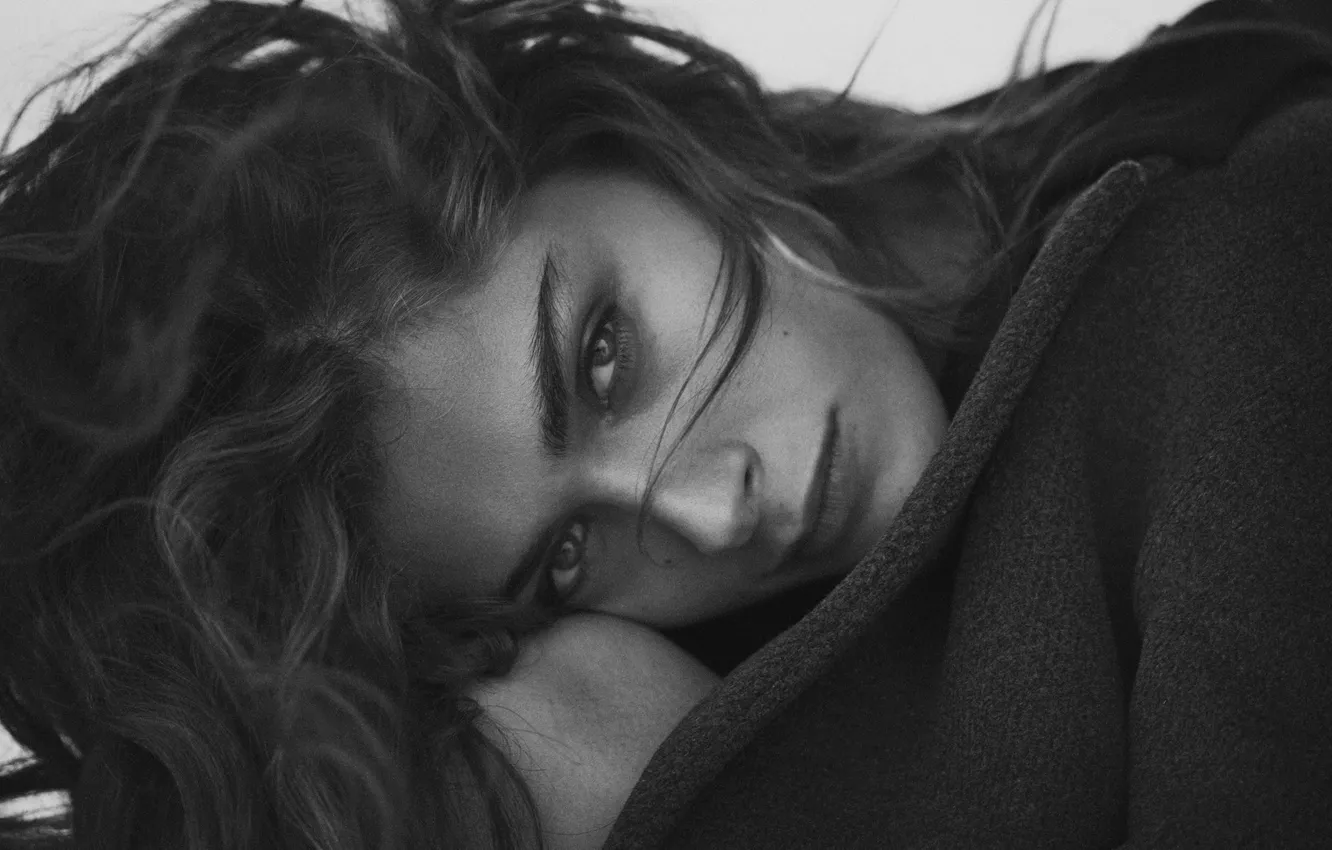 Photo wallpaper girl, portrait, Black White, Peter Lindbergh