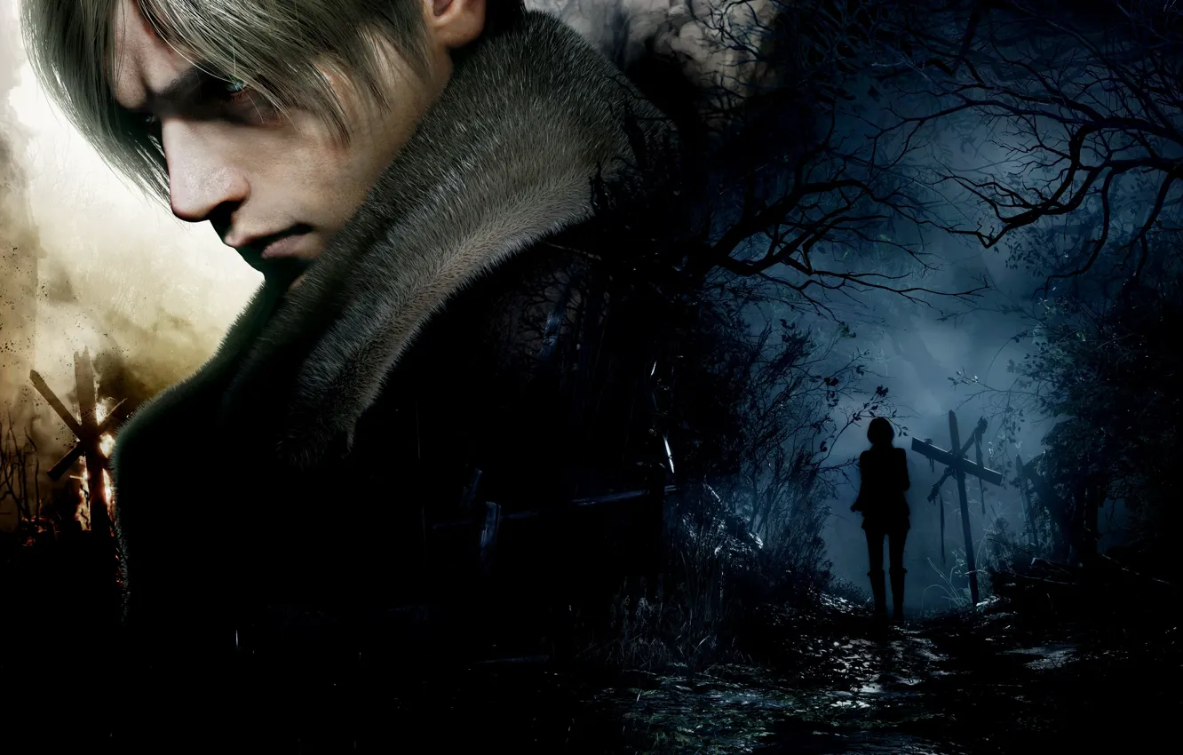 Photo wallpaper games, Leon Scott Kennedy, Resident Evil 4, Ashley Graham, Game Art, Survival games, Horror games