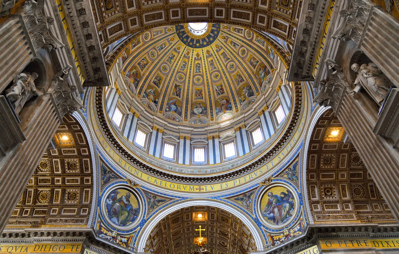 Photo wallpaper the dome, religion, The Vatican, St. Peter's Cathedral, murals