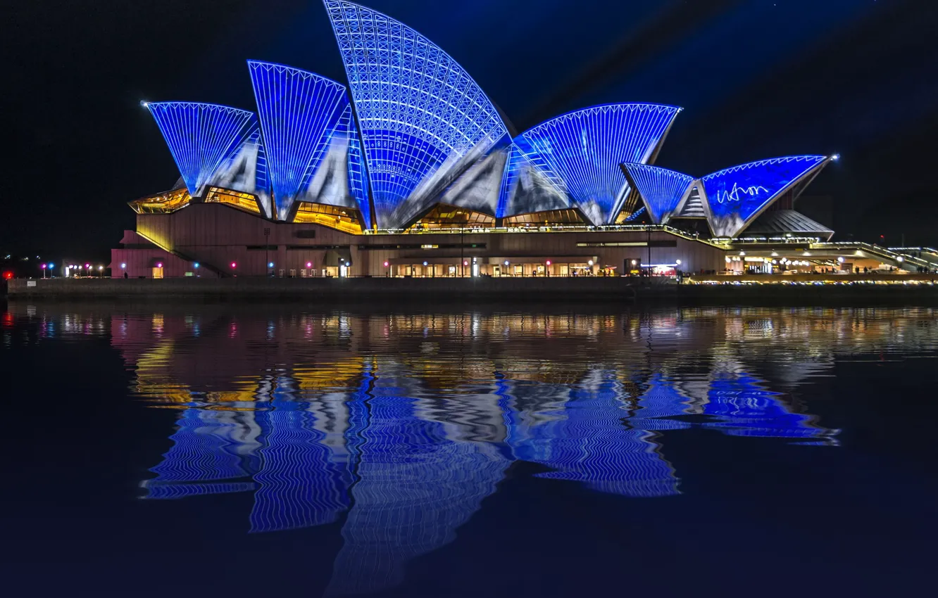 Photo wallpaper night lights, Sydney, night city, Australia