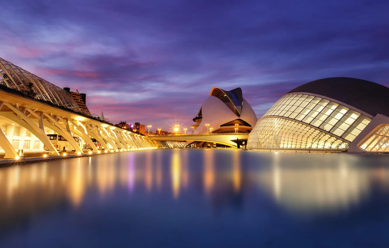 Photo wallpaper the sky, clouds, blue, the evening, lighting, Spain, lilac, Spain