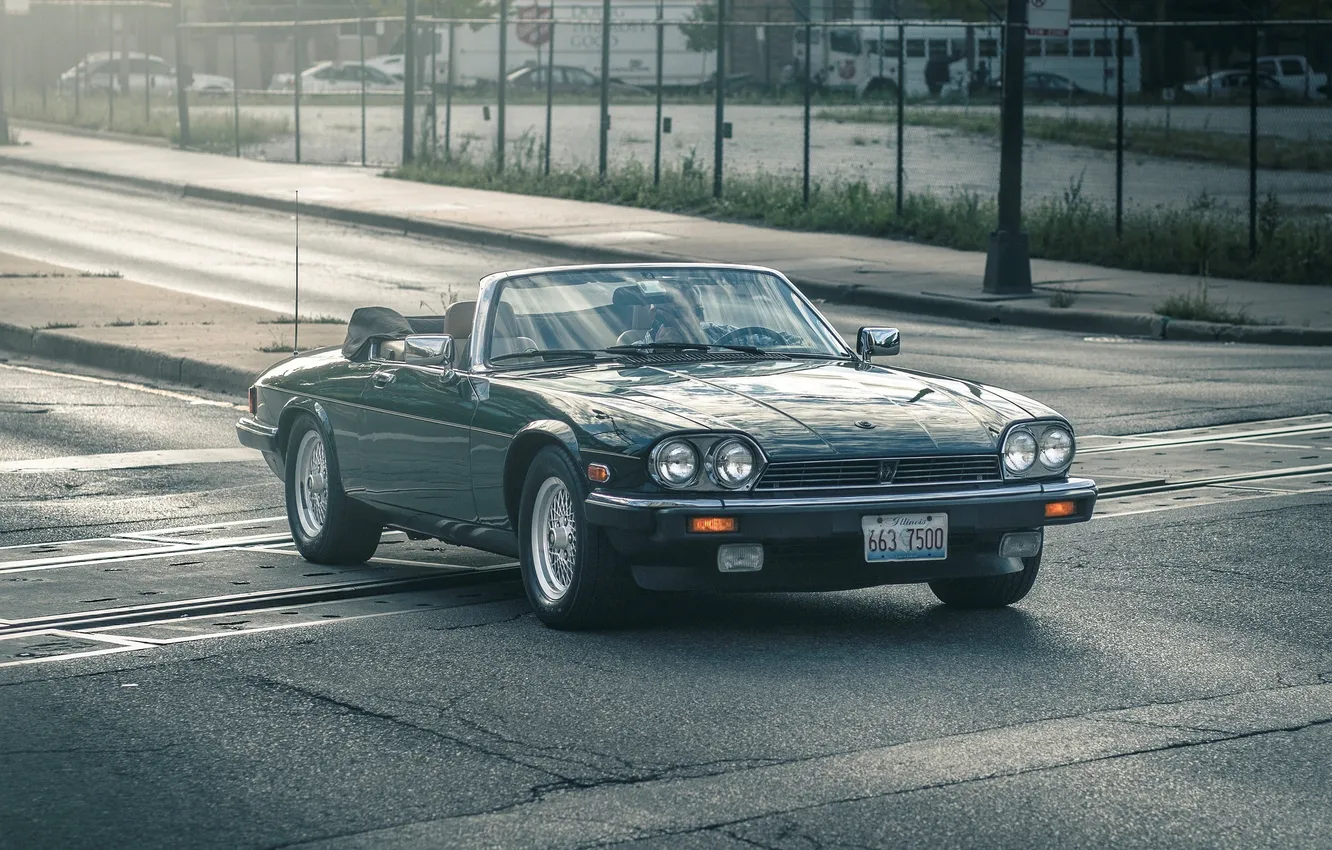 Photo wallpaper the city, street, car, Jaguar XJS