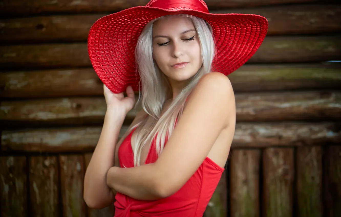 Photo wallpaper girl, face, portrait, hat, Martin Fuhrmann