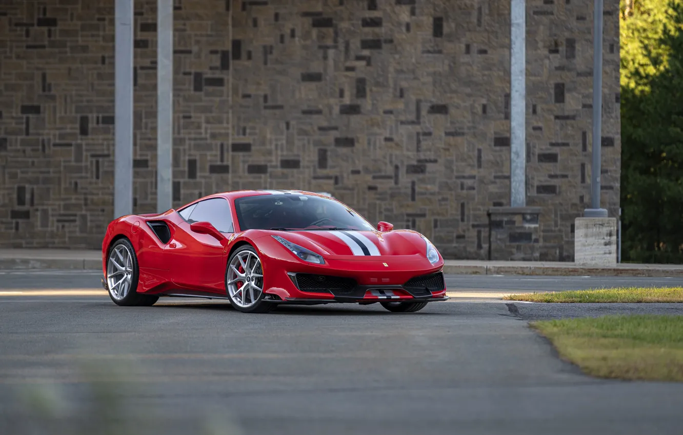 Photo wallpaper Ferrari, Red, Black, White, 488 Pista