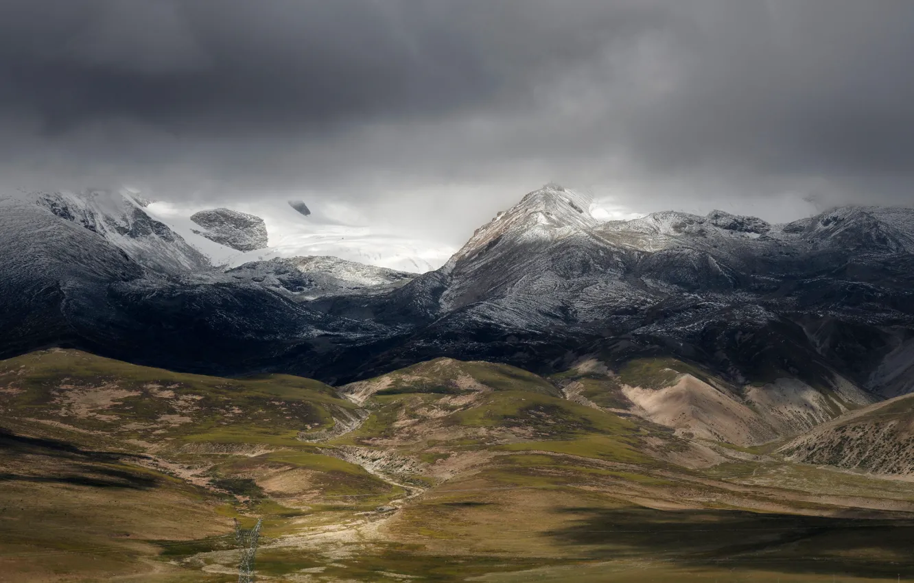 Photo wallpaper mountains, slope, Tibet