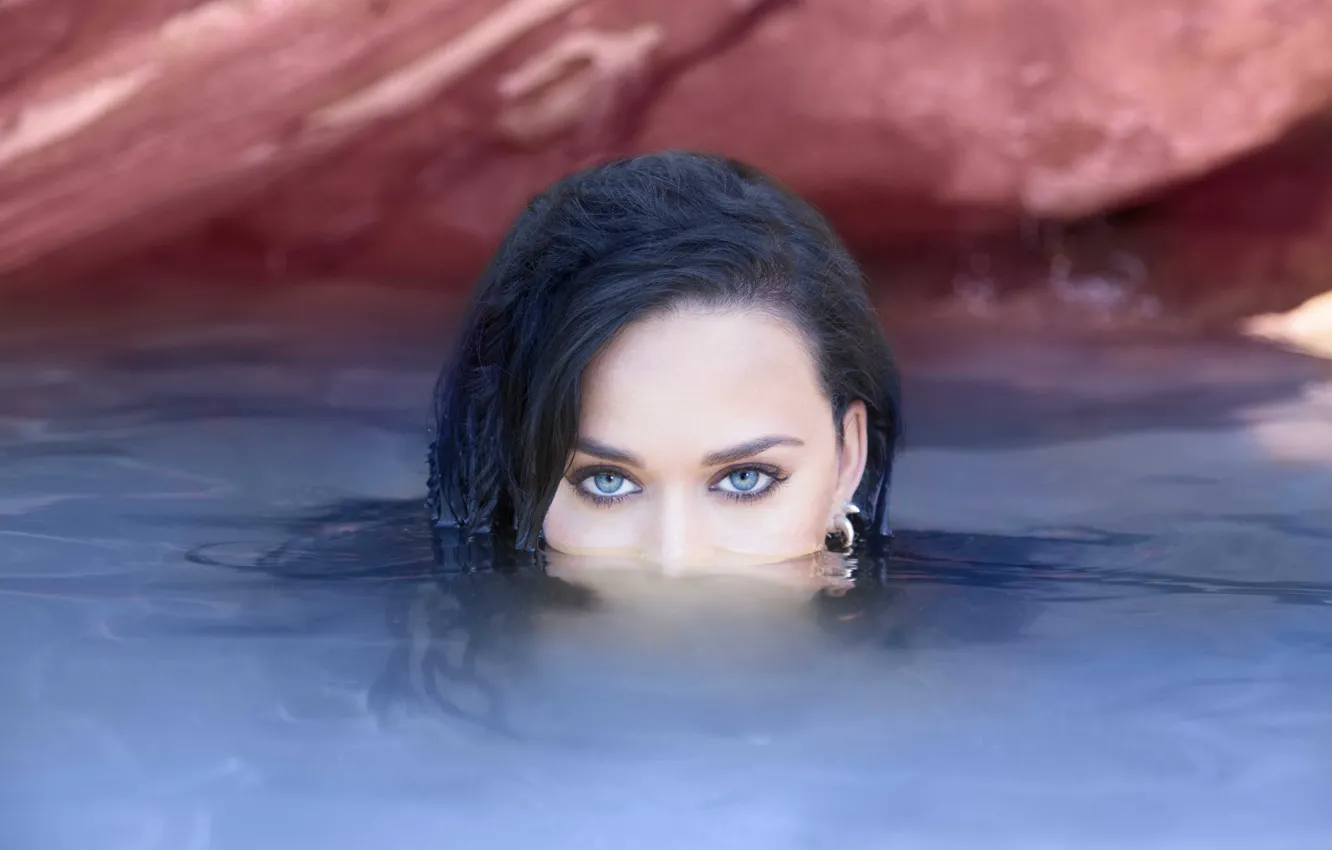 Photo wallpaper eyes, look, water, Katy Perry, singer
