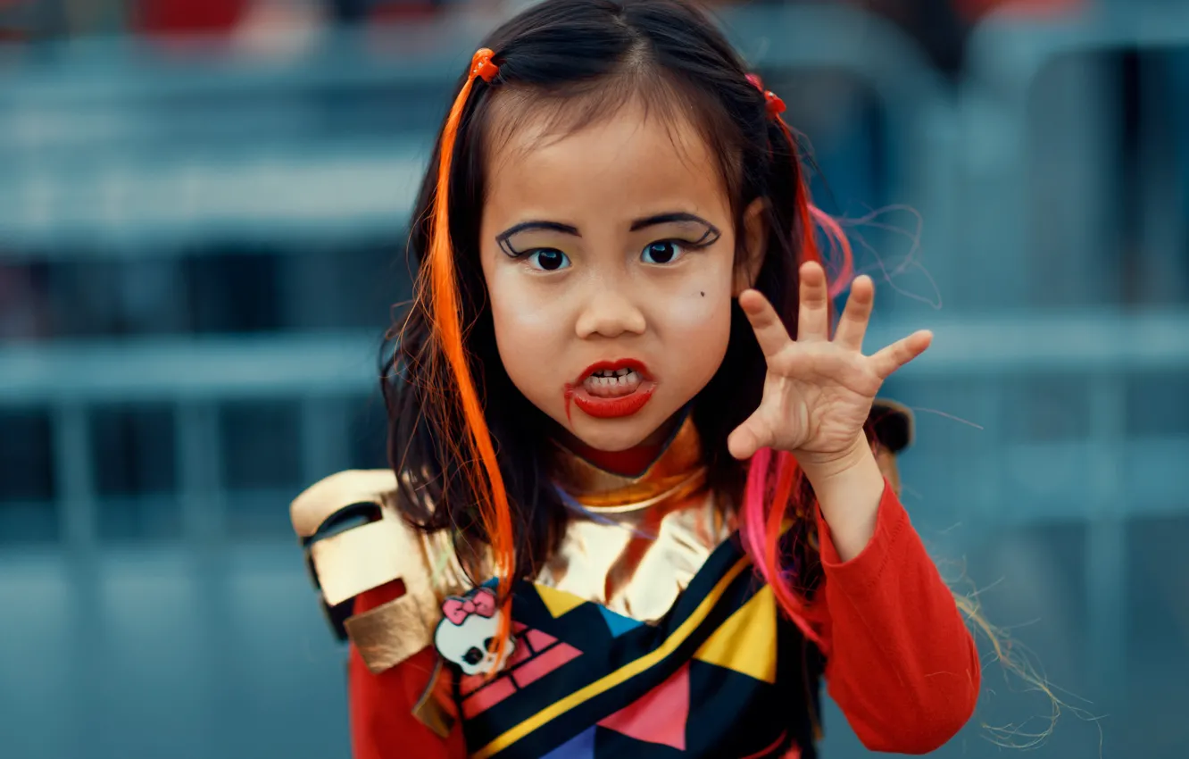 Photo wallpaper children, face, style, hair, makeup, zombies