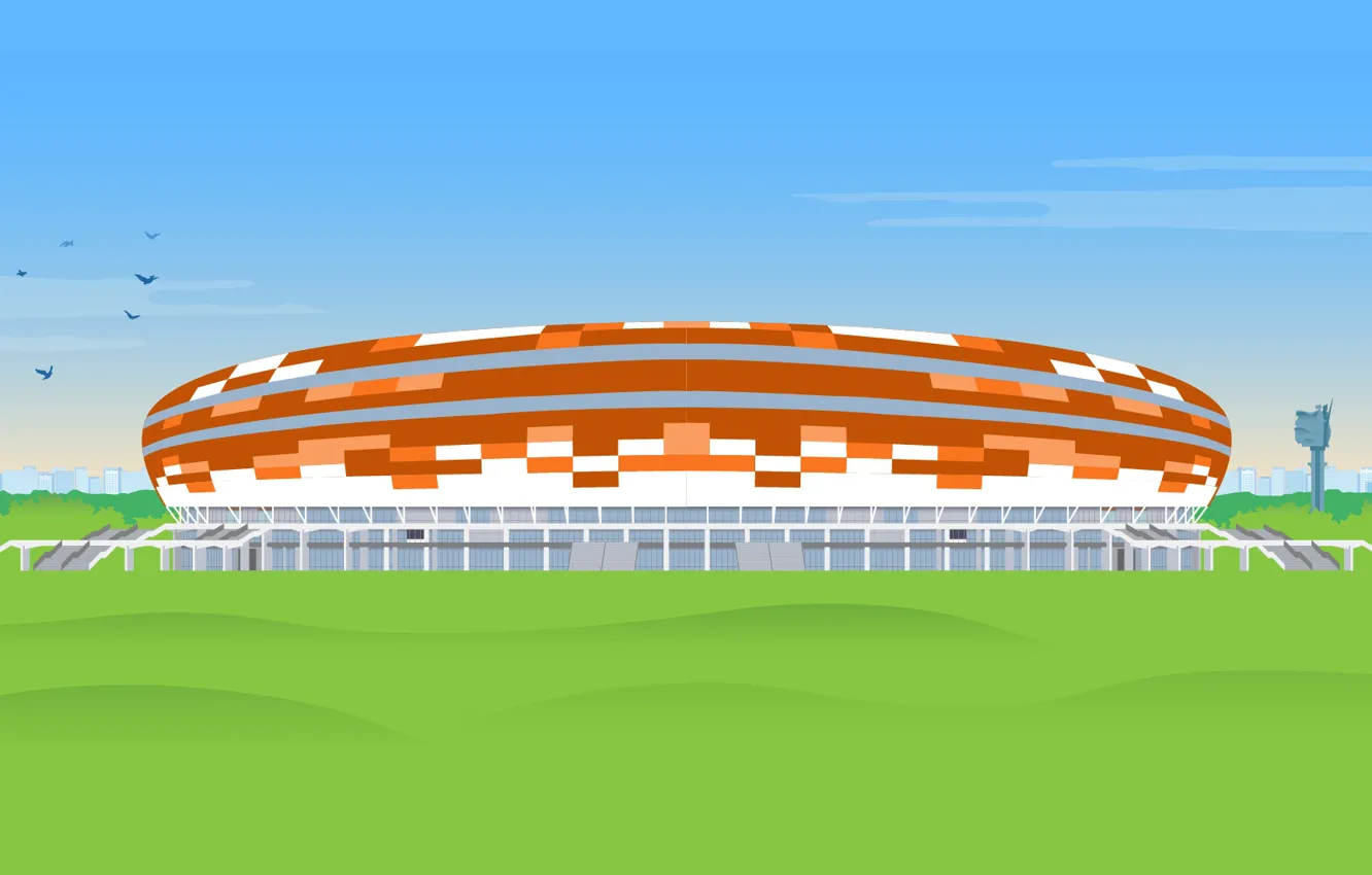 Photo wallpaper football, figure, art, Russia, stadium, Saransk, Mordovia, Mordovia Arena