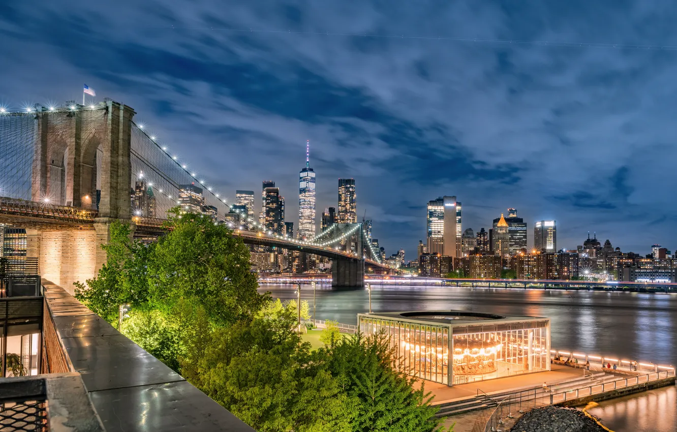 Photo wallpaper bridge, USA, New York