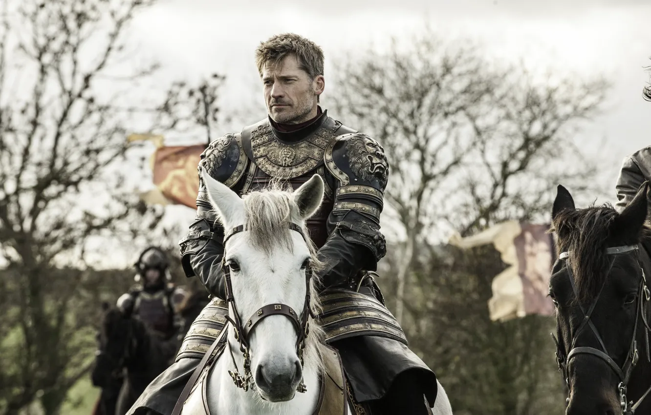 Photo wallpaper horse, horse, armor, game of thrones, game of thrones, knight, jaime lannister, Nikolaj Coster-Waldau