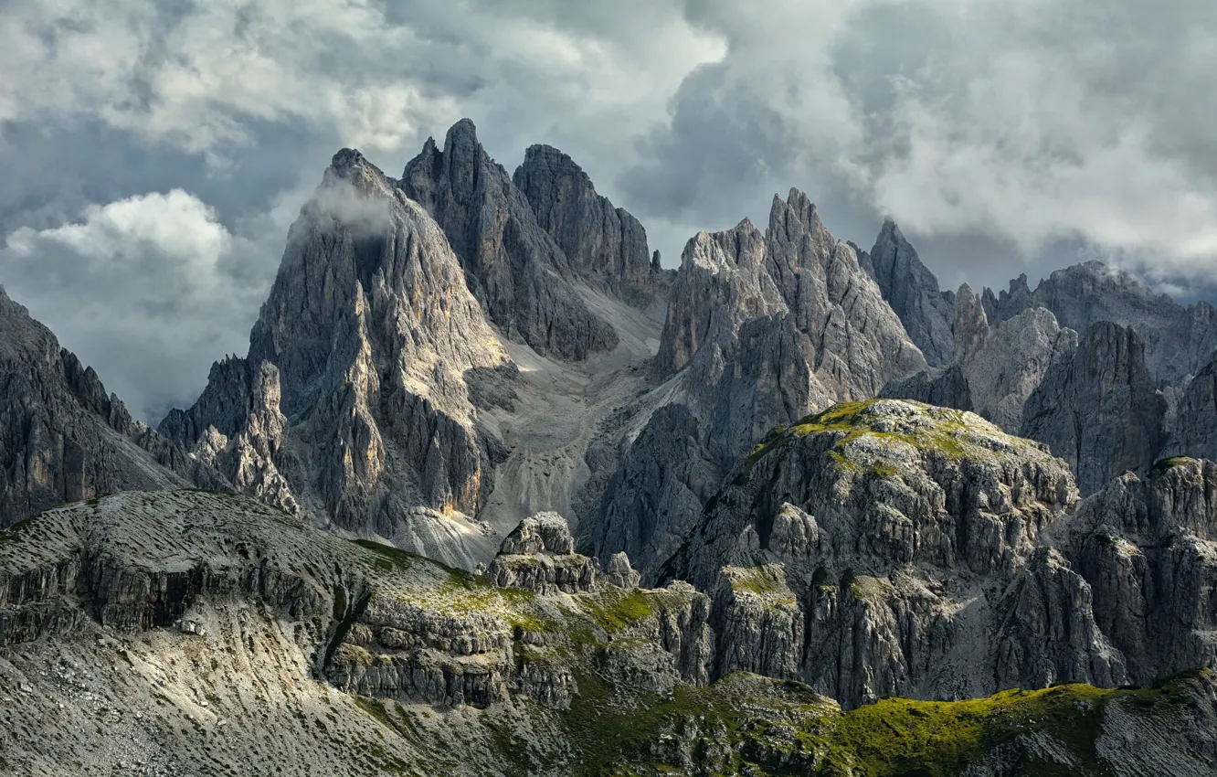 Photo wallpaper the sky, clouds, mountains, clouds, nature, overcast, rocks, Alps