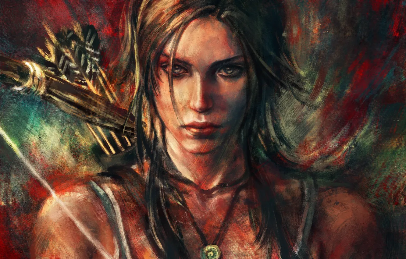 Photo wallpaper girl, bow, art, Tomb Raider, arrows, Lara Croft, alicexz