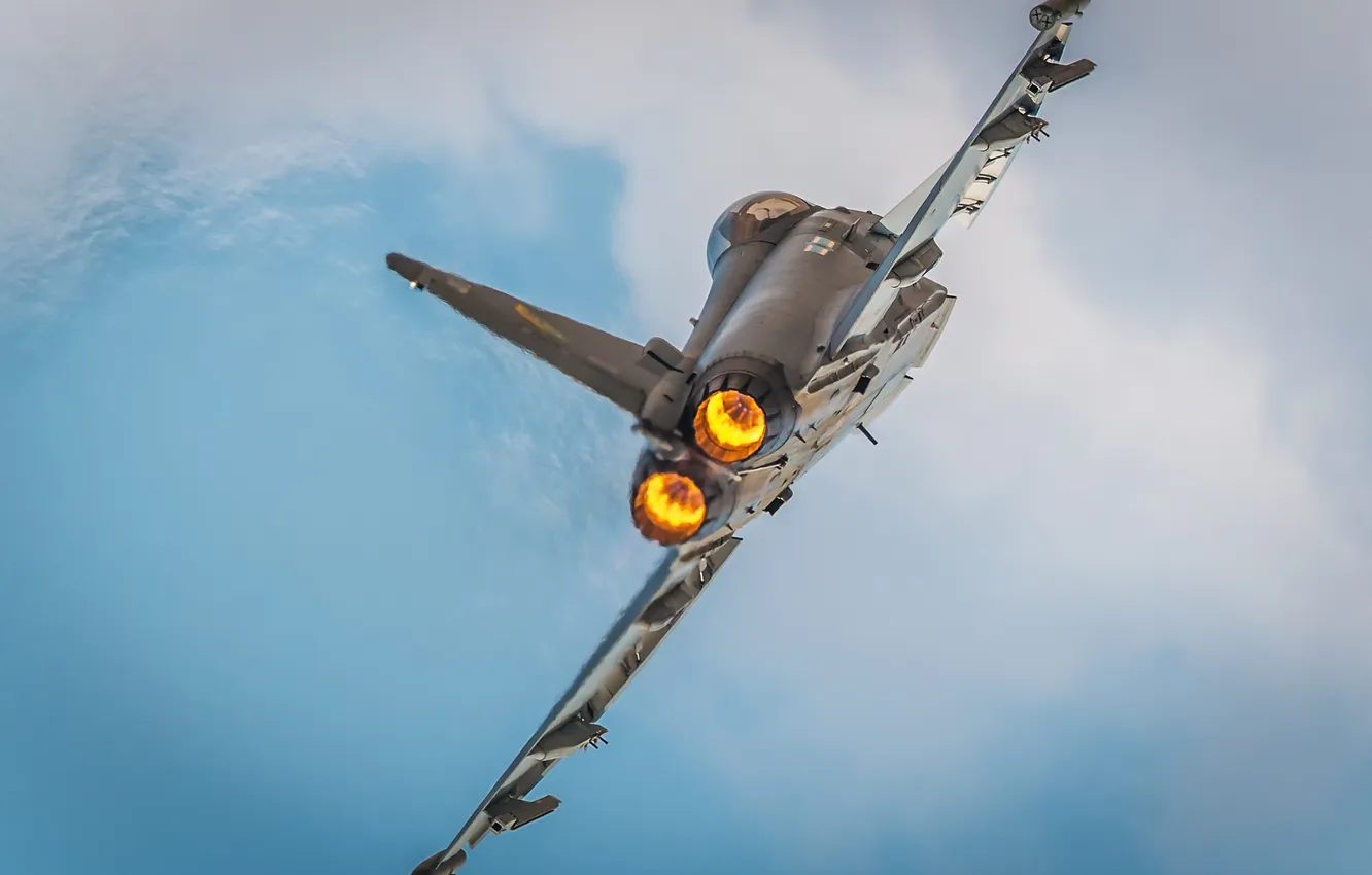 Photo wallpaper the sky, flight, fighter, turn, multipurpose, Eurofighter Typhoon