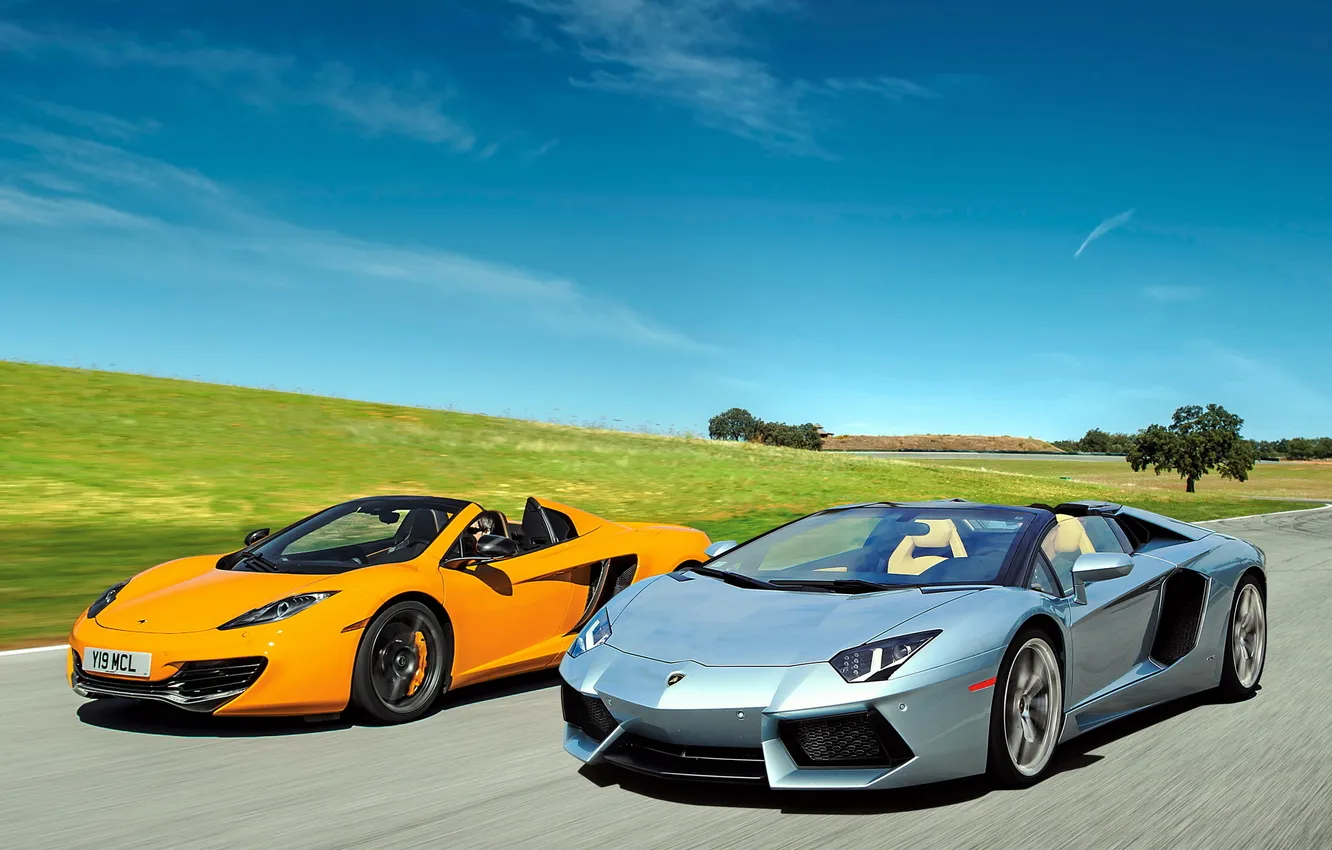 Photo wallpaper McLaren, Roadster, Lamborghini, Spyder, MP4-12C, LP700-4, Aventador