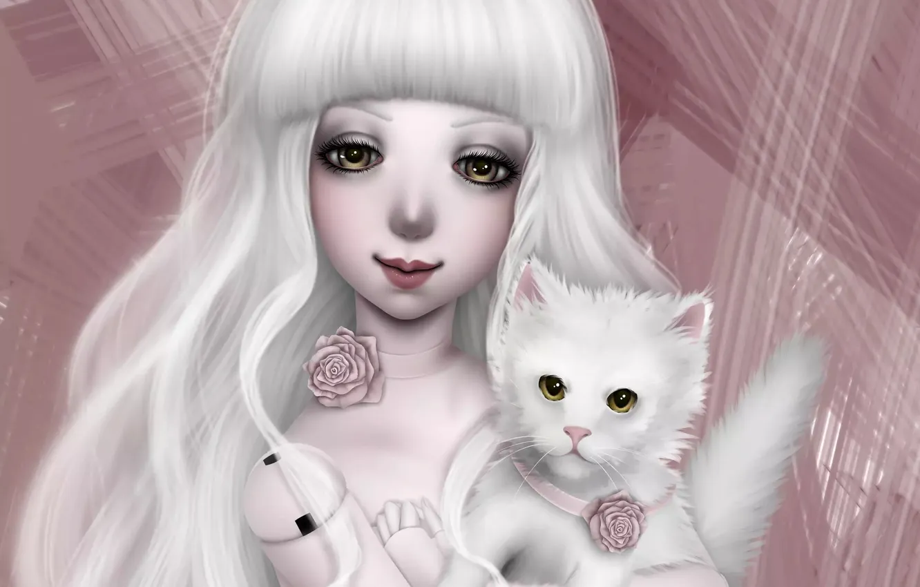 Photo wallpaper cat, doll, art, girl, doll, NImFpa