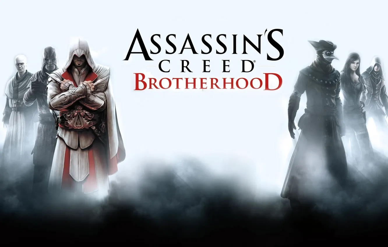 Photo wallpaper hood, killer, swords, characters, assassin, multiplayer, Ezio auditore da Firenze, assassins creed brotherhood