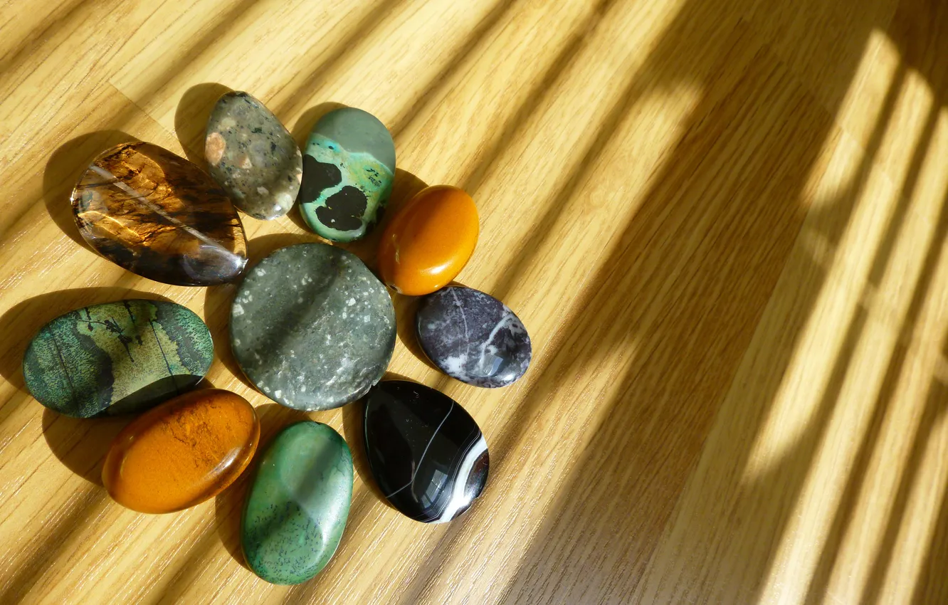 Photo wallpaper the sun, surface, flowers, stones, shadow, beads