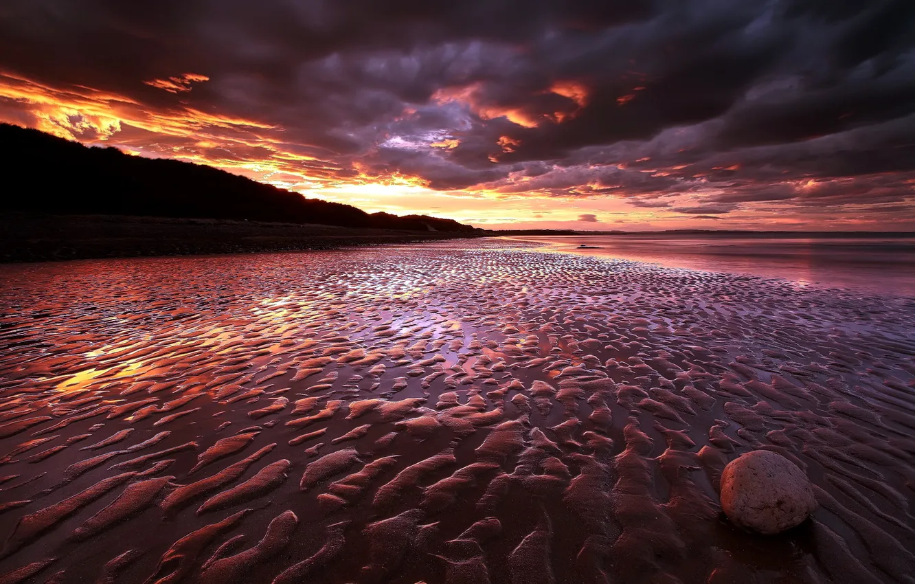 Photo wallpaper sea, landscape, sunset, nature, shore