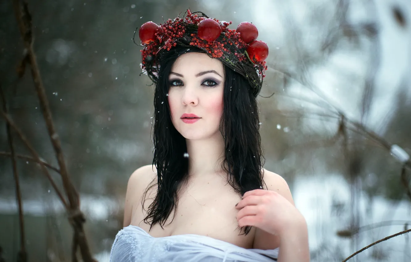 Photo wallpaper winter, girl, portrait