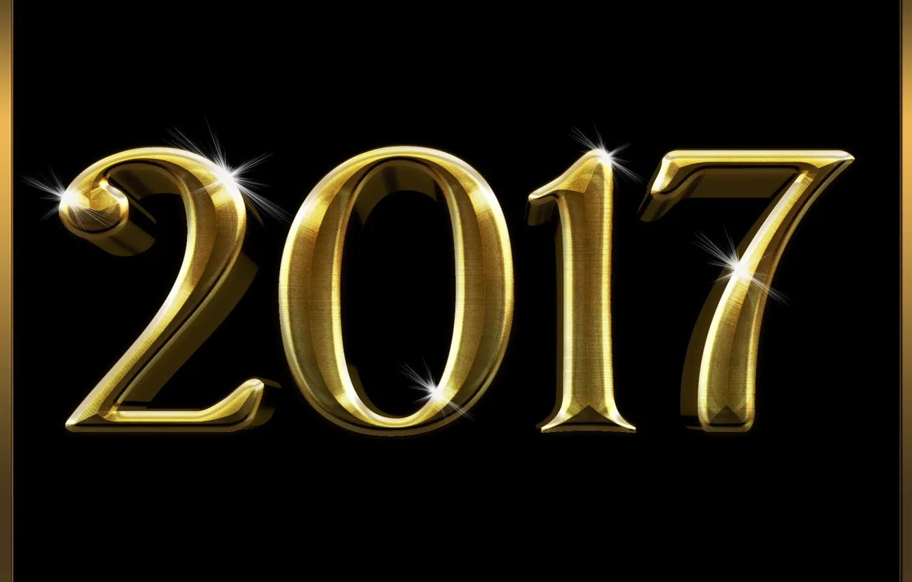 Photo wallpaper New Year, metal, golden, gold, new year, happy, fireworks, 2017