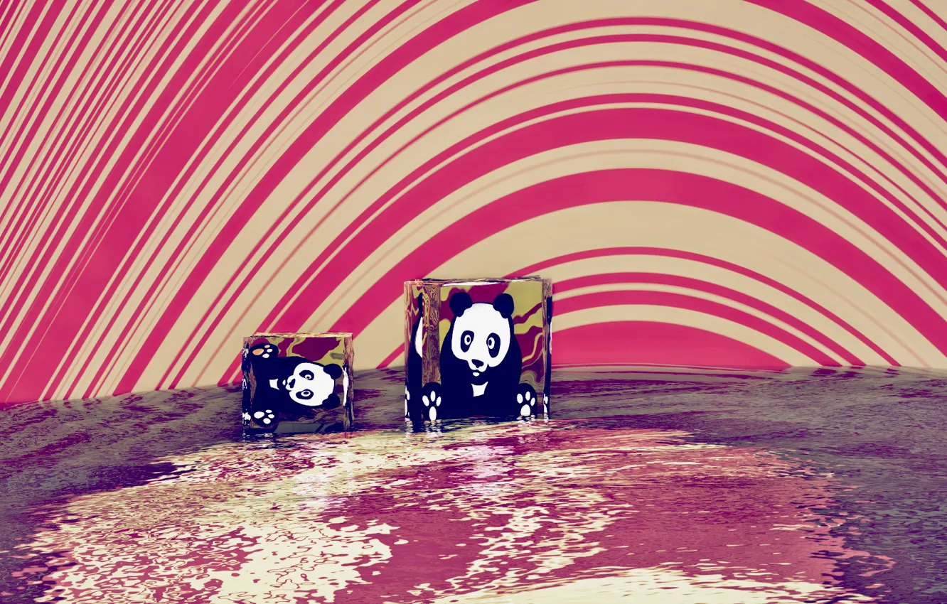 Photo wallpaper water, Panda, acid