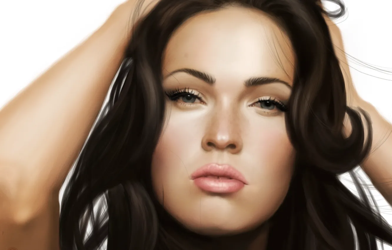 Photo wallpaper Megan Fox, portrait, simple background